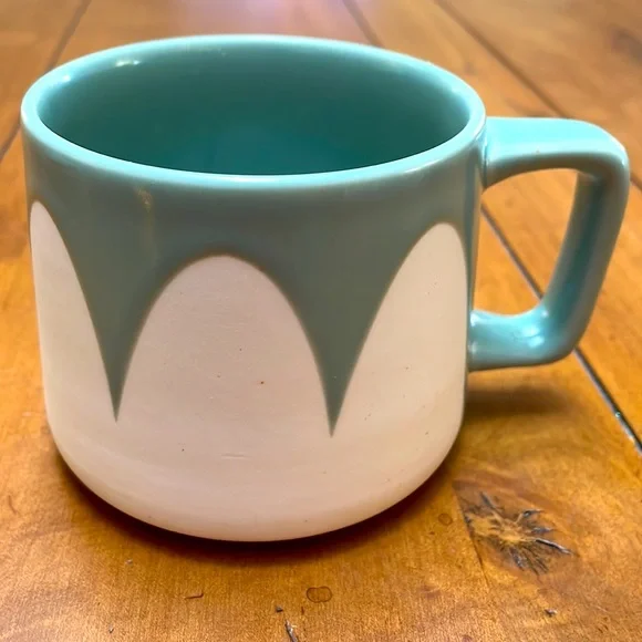 Starbucks Vintage 2017 Teal Green & White Ceramic Pottery Coffee Mug 9 oz